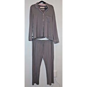 EVY'S TREE Loungers Pajamas Set Top Bottoms Sz XL Light Brown Pink Lining EUC
